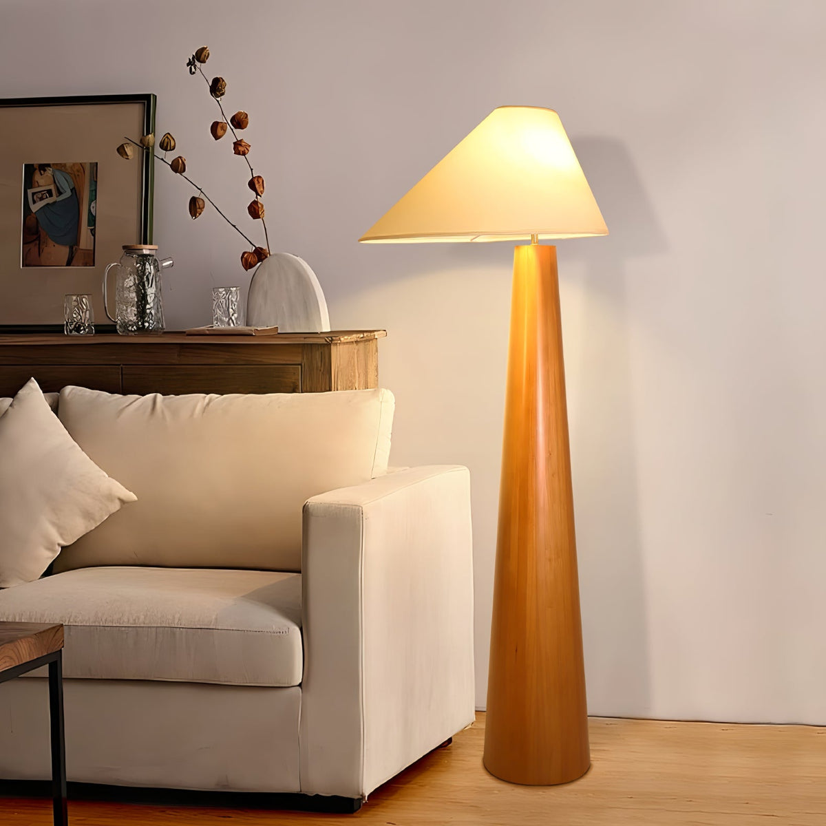 Lampa stojąca Pinnacle Minimalist drewniana