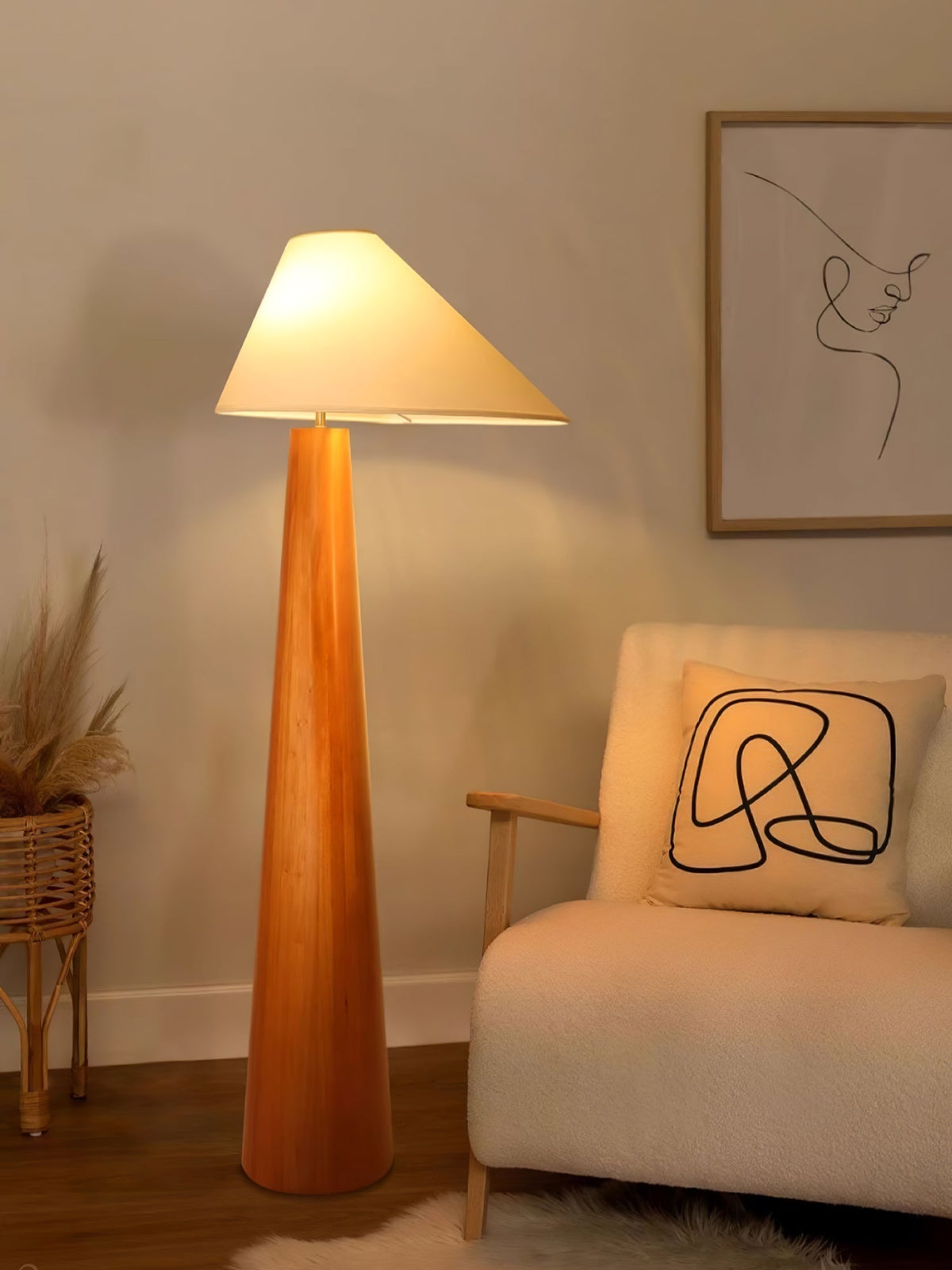Lampa stojąca Pinnacle Minimalist drewniana