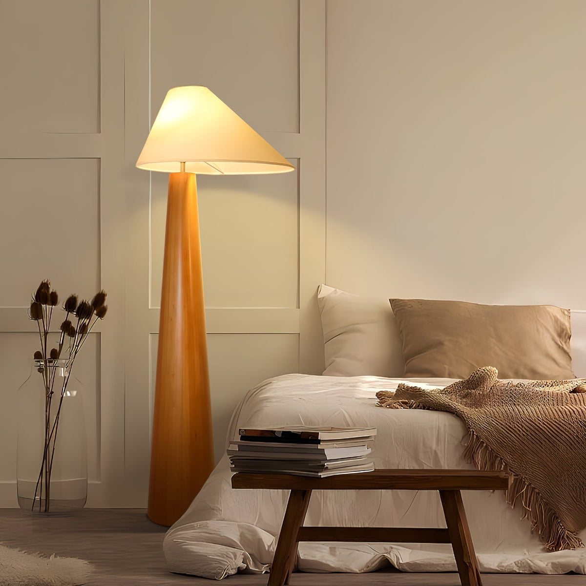 Lampa stojąca Pinnacle Minimalist drewniana