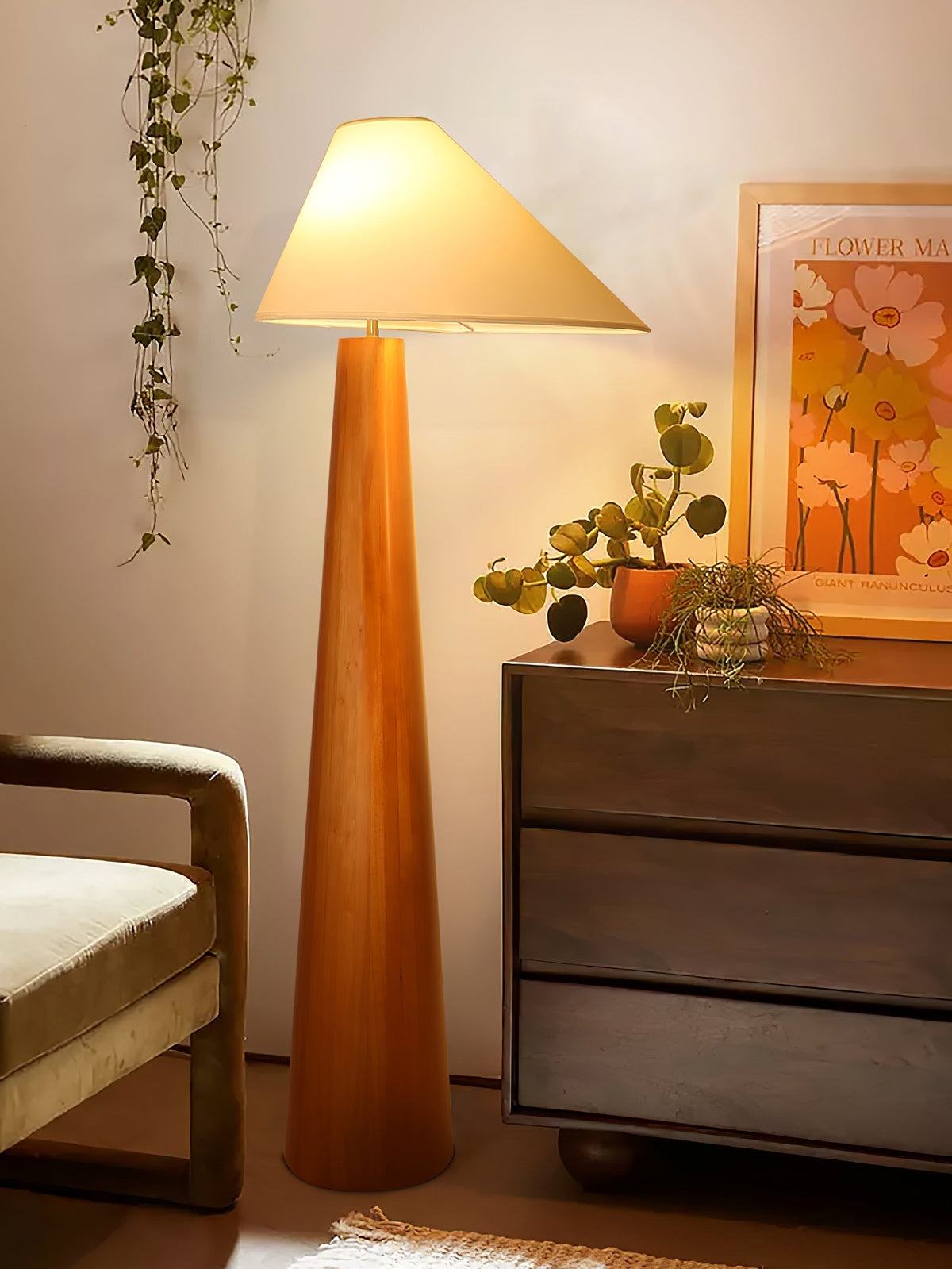 Lampa stojąca Pinnacle Minimalist drewniana