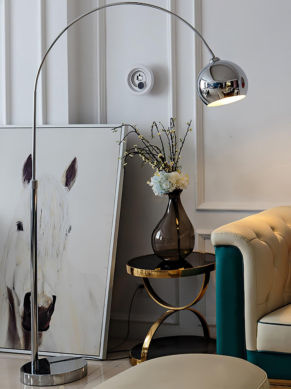 Opal minimalistyczna lampa stojąca