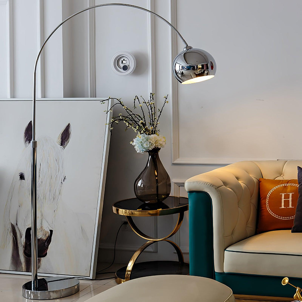 Opal minimalistyczna lampa stojąca