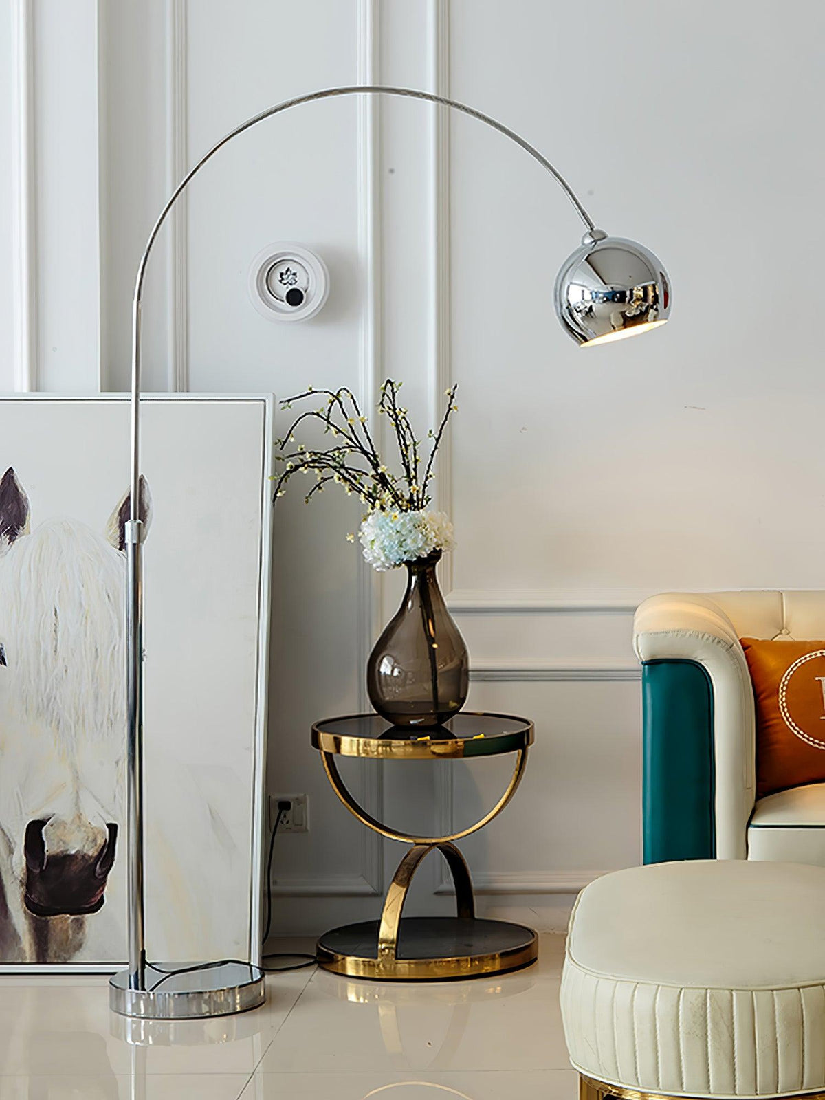 Opal minimalistyczna lampa stojąca