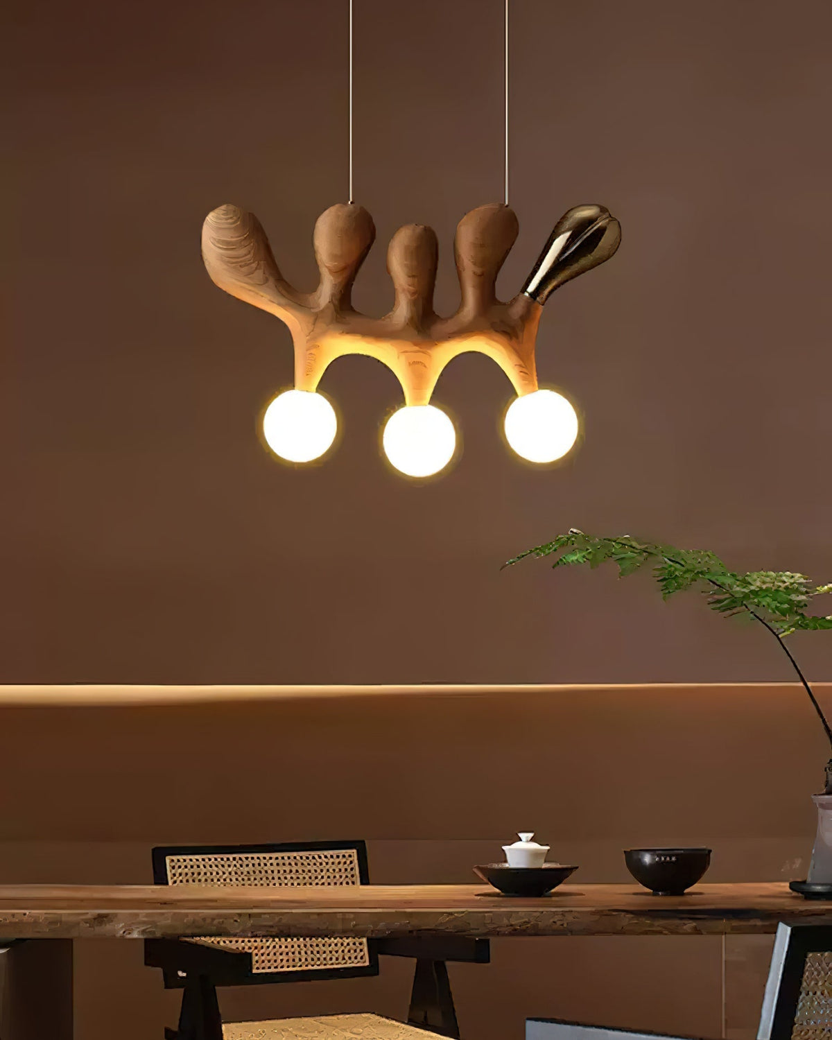 Sprout nowoczesna lampa wisząca ze szkła i drewna