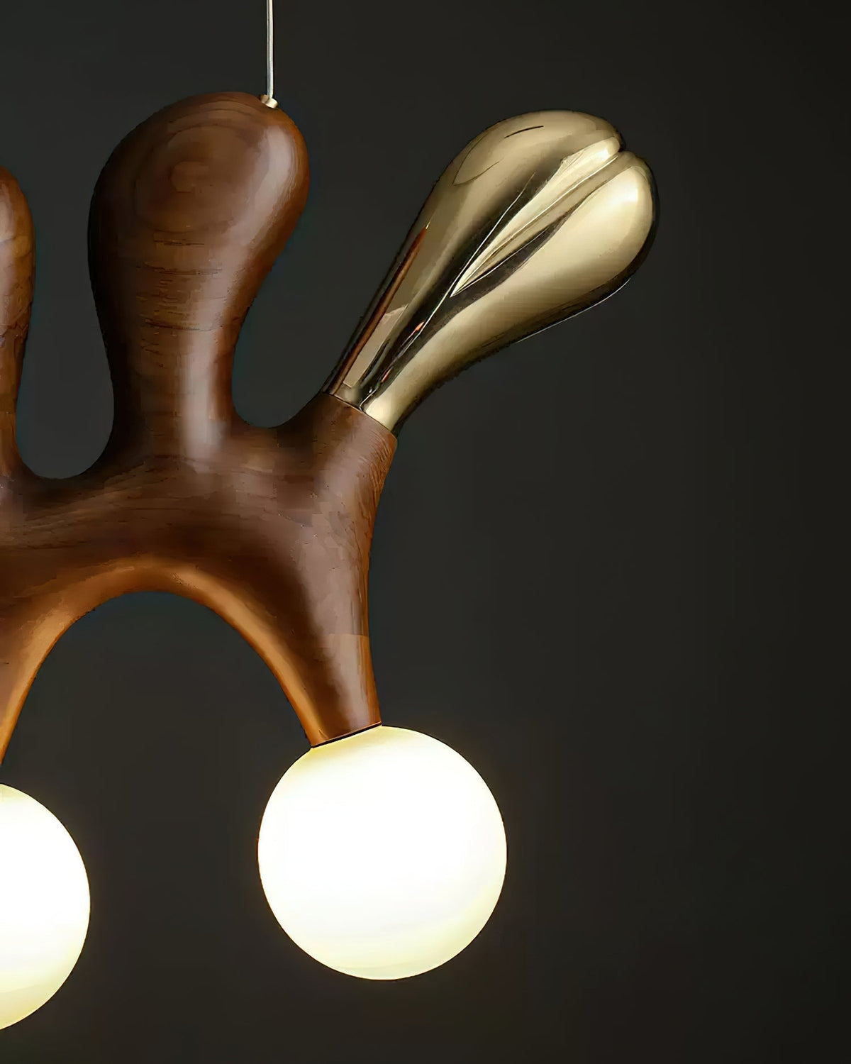 Sprout nowoczesna lampa wisząca ze szkła i drewna