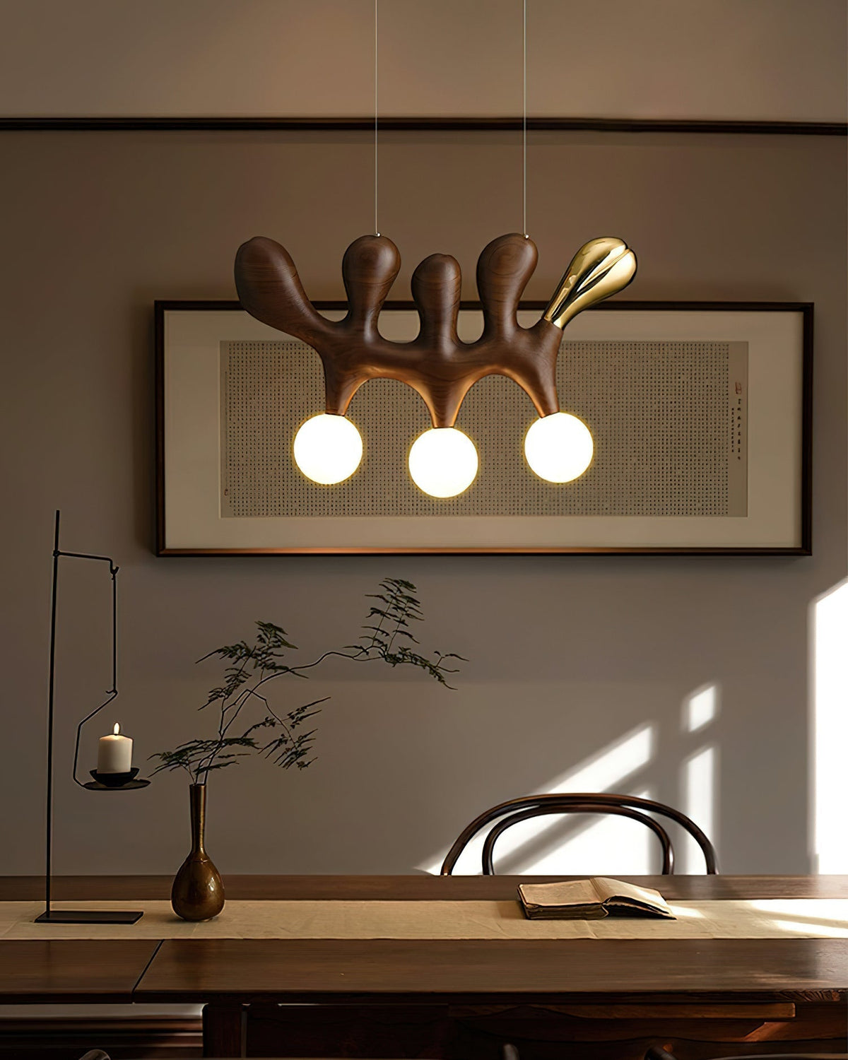 Sprout nowoczesna lampa wisząca ze szkła i drewna
