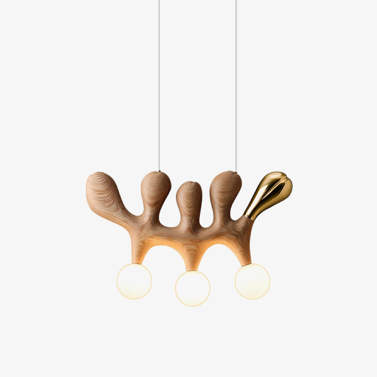 Sprout nowoczesna lampa wisząca ze szkła i drewna