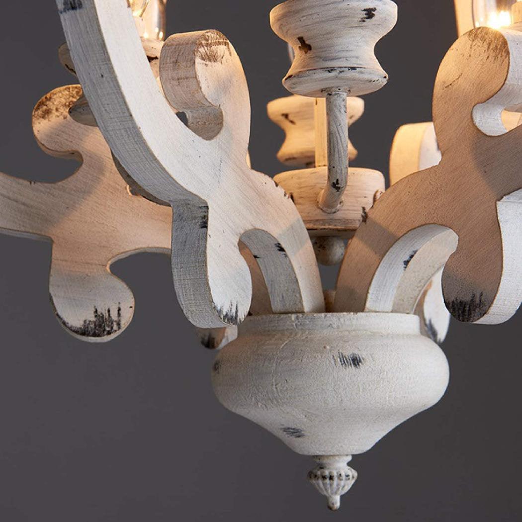 Rinaian żyrandol scroll drewniany starożytna biel