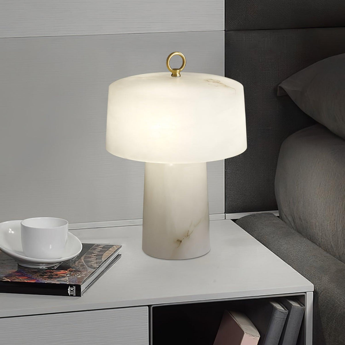 Eurvynyra stołowa lampa ze szkła alabastrowego