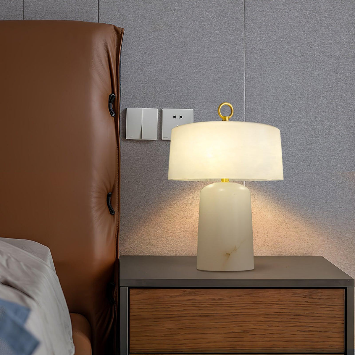 Eurvynyra stołowa lampa ze szkła alabastrowego