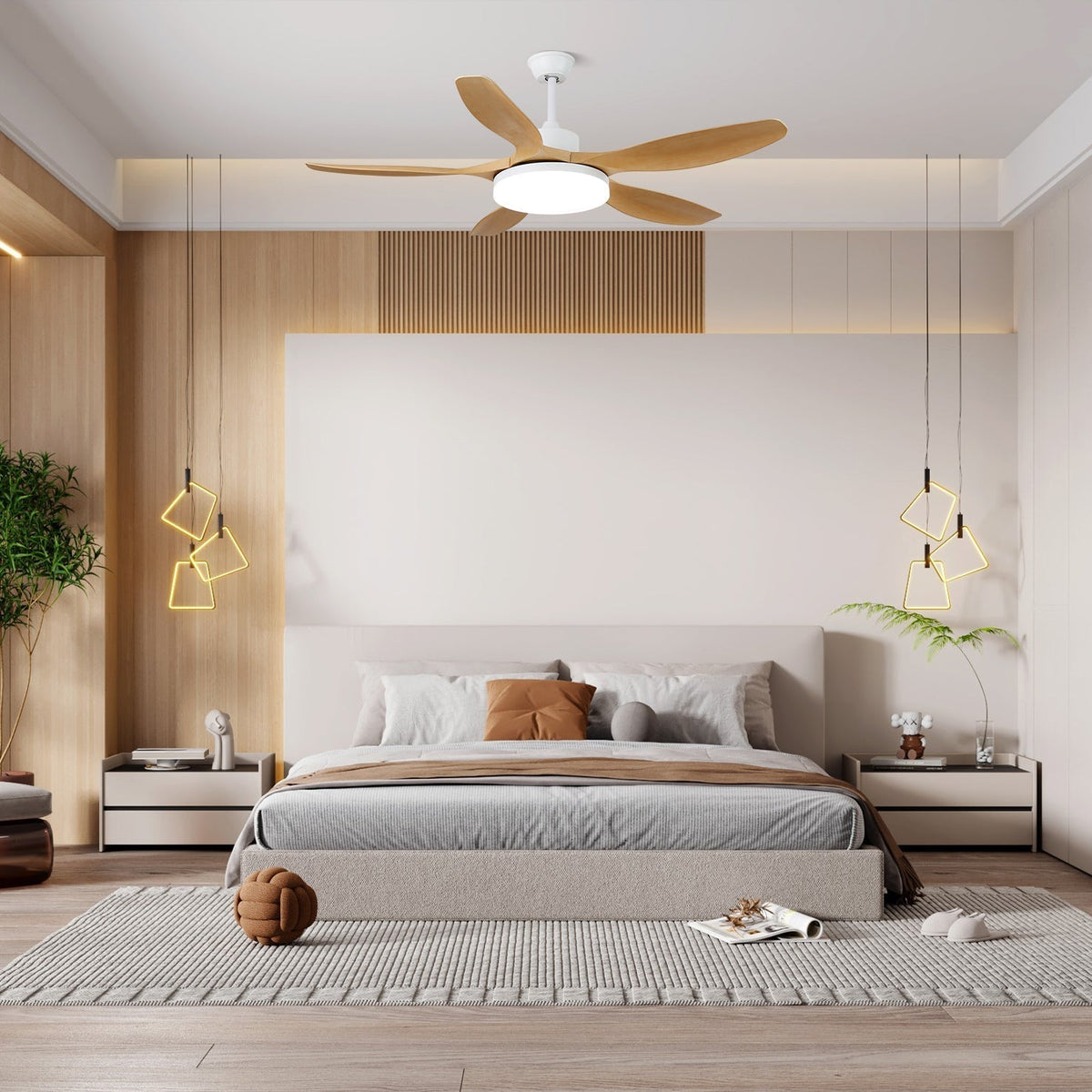 Arysen minimalistyczna lampa sufitowa z wentylatorem drewniana