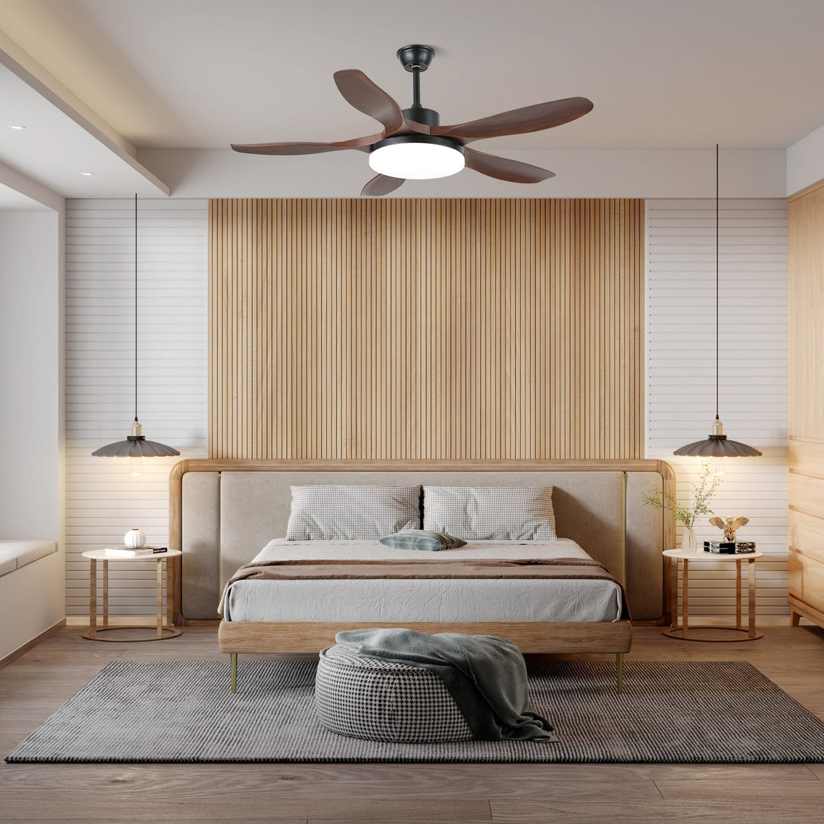 Arysen minimalistyczna lampa sufitowa z wentylatorem drewniana