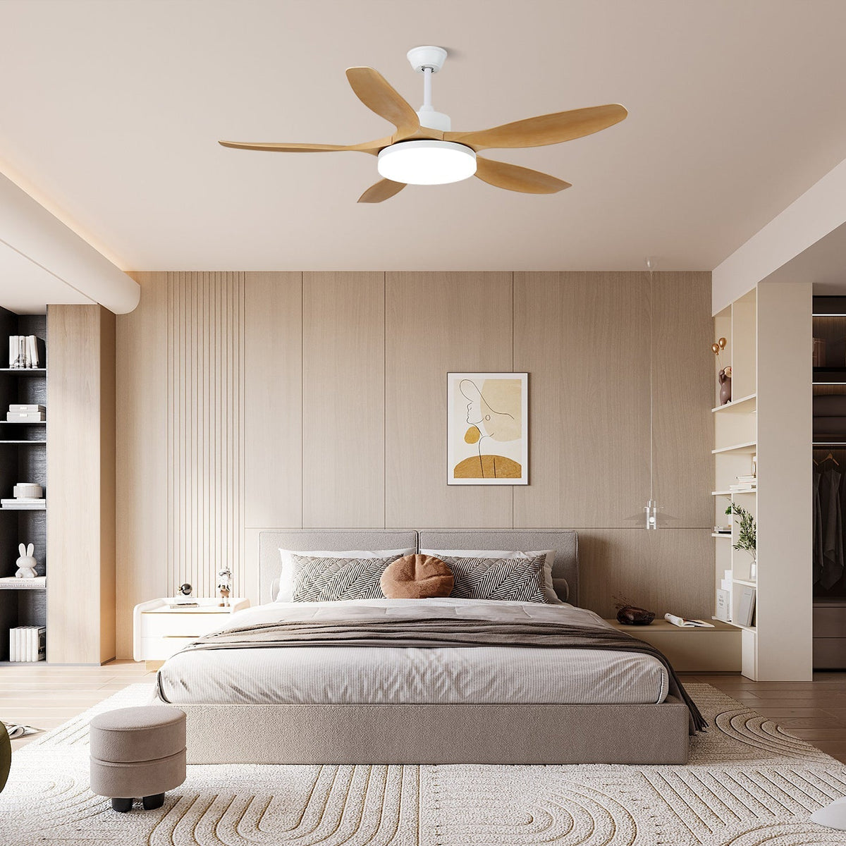 Arysen minimalistyczna lampa sufitowa z wentylatorem drewniana