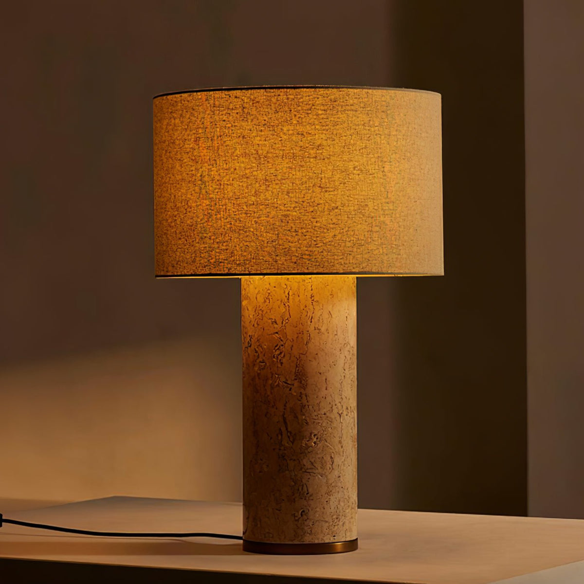 Vonoryra stołowa lampa drewniana cylindryczna z tawerninem