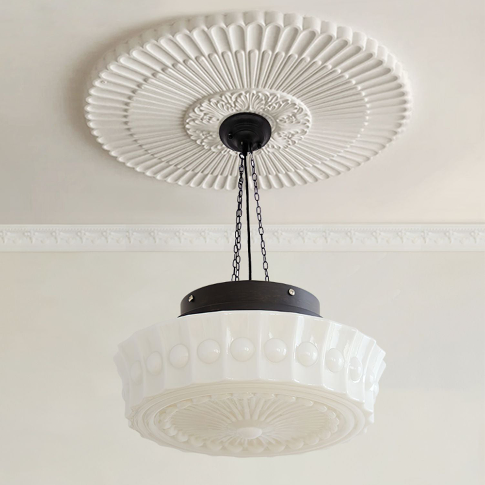 Valentina vintage francuska wiejska kopuła lampa wisząca, biały/beżowy