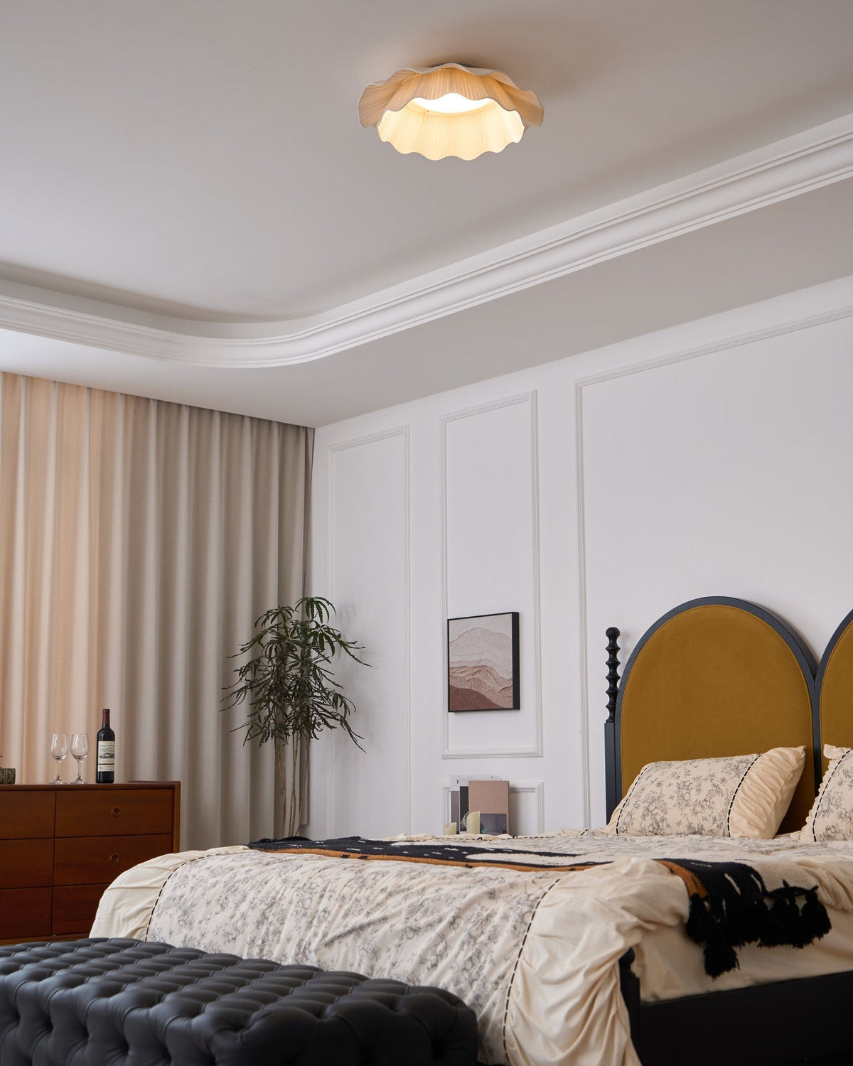 Mylirira Premium Elegance Wave mosiądz lampa sufitowa z tkaniny