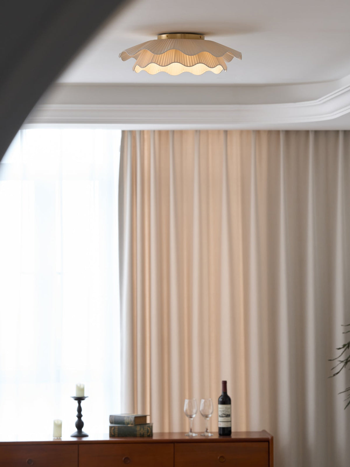 Mylirira Premium Elegance Wave mosiądz lampa sufitowa z tkaniny