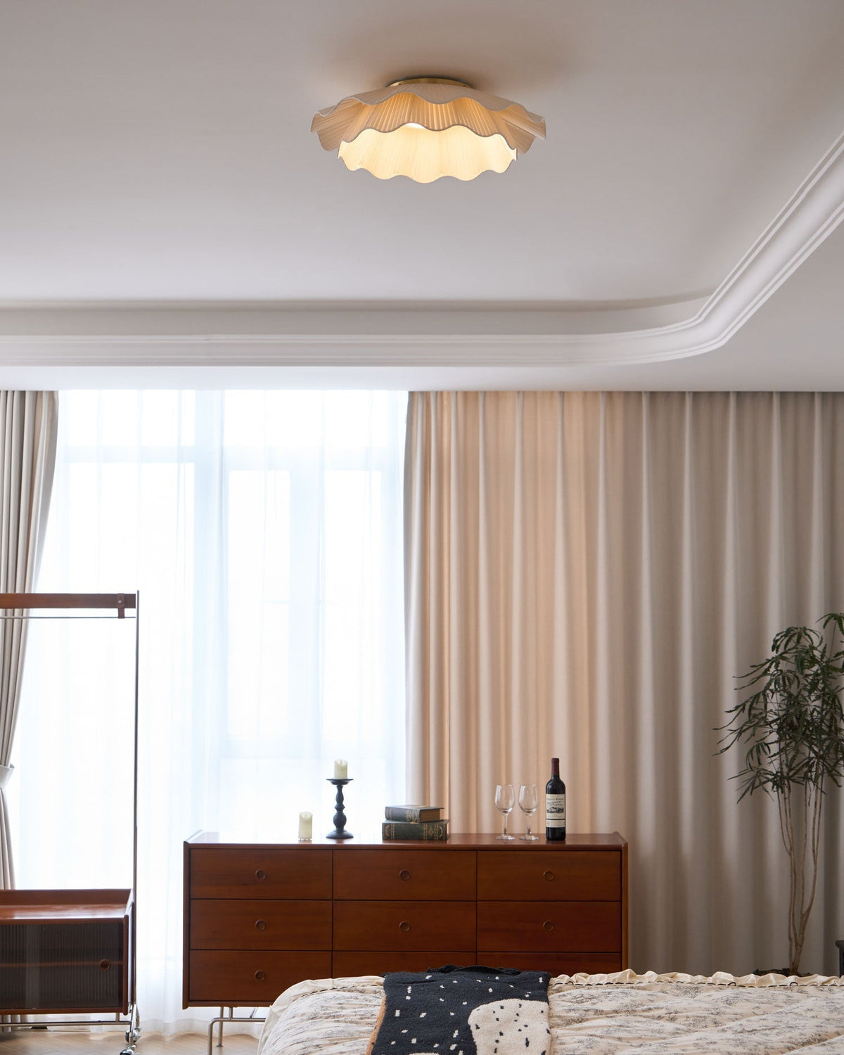 Mylirira Premium Elegance Wave mosiądz lampa sufitowa z tkaniny