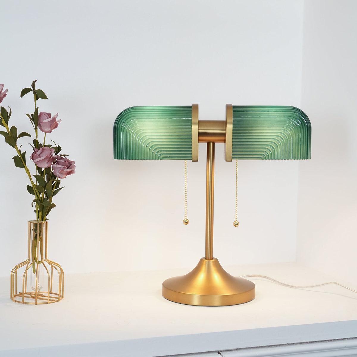 Gorven lampa stołowa przemysłowa ze szkła