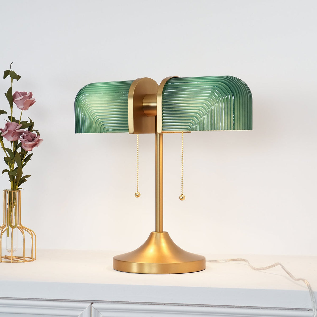 Gorven lampa stołowa przemysłowa ze szkła
