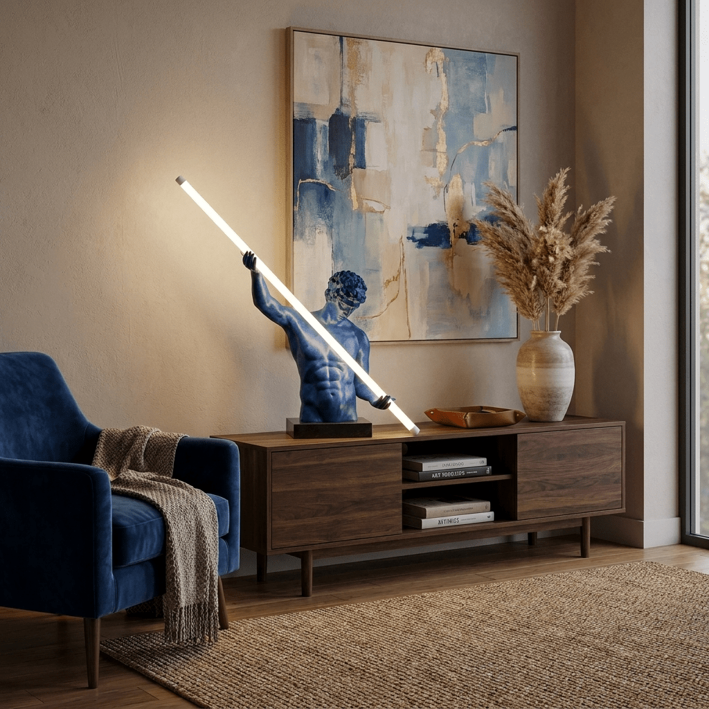 Atlas Beam rzeźbiona lampa stołowa