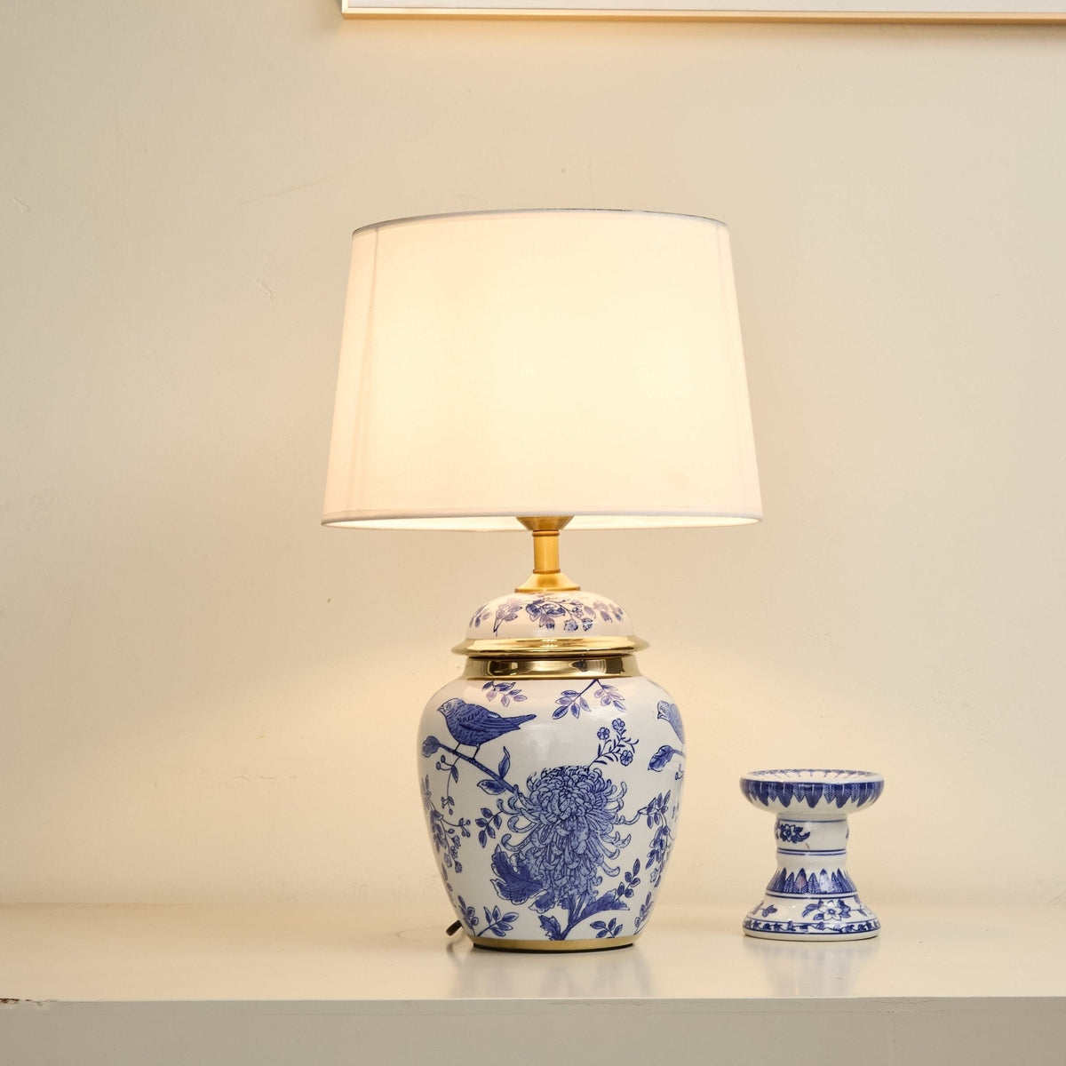 Azure ceramiczna lampa stołowa