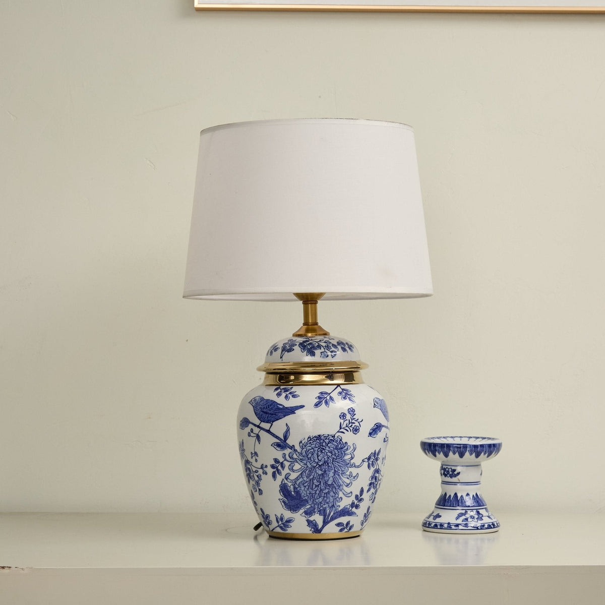 Azure ceramiczna lampa stołowa
