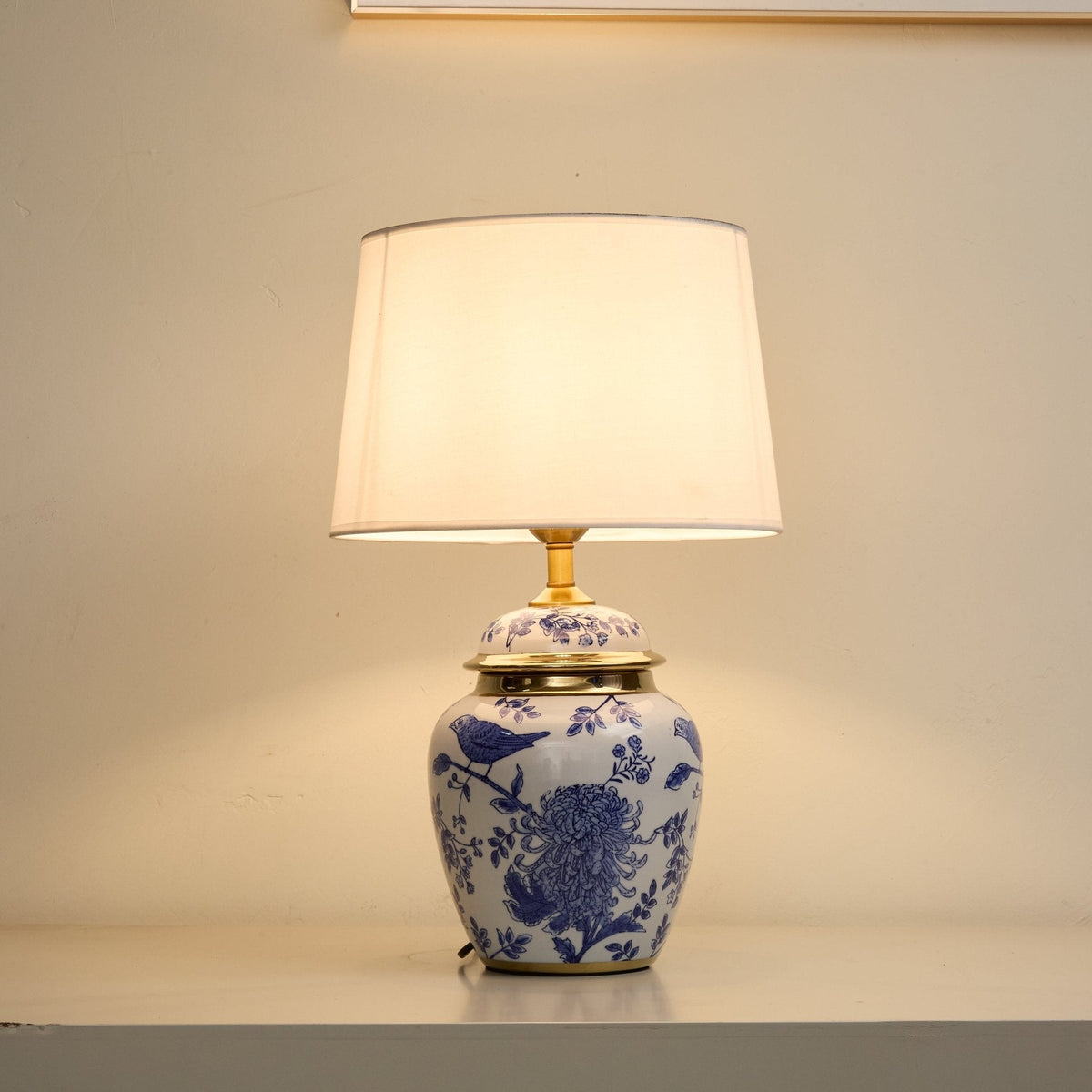 Azure ceramiczna lampa stołowa