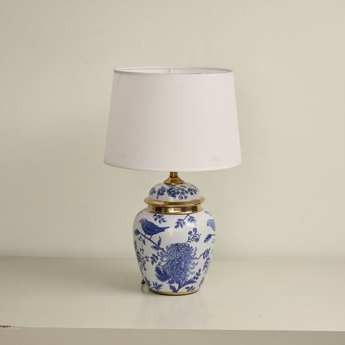 Azure ceramiczna lampa stołowa