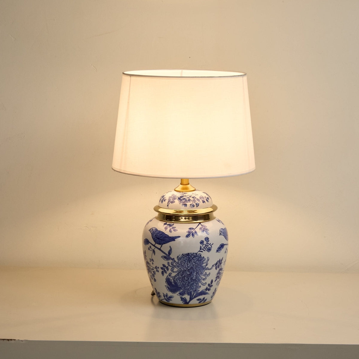 Azure ceramiczna lampa stołowa