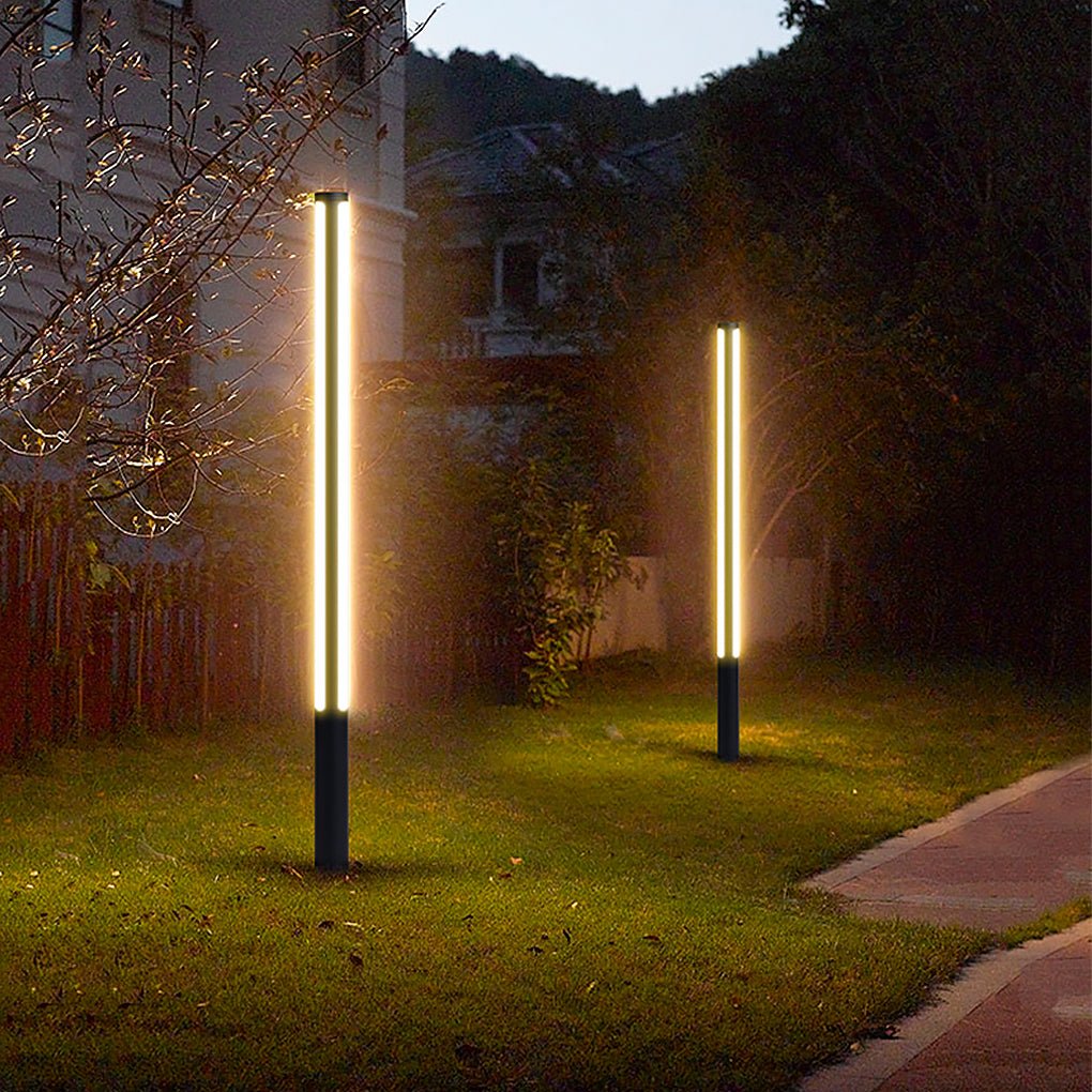 Ray zewnętrzna podwójna taśma świetlna kolumnowa lampa ścieżkowa, czarna