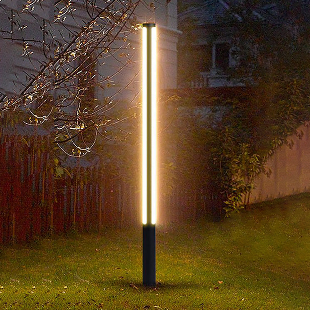 Ray zewnętrzna podwójna taśma świetlna kolumnowa lampa ścieżkowa, czarna