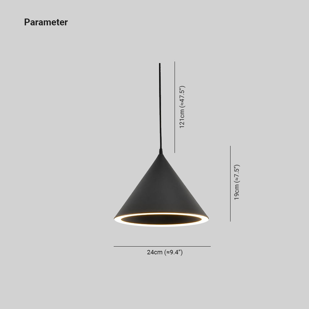 Aria wisząca lampa LED o kształcie lejka z barwnym światłem