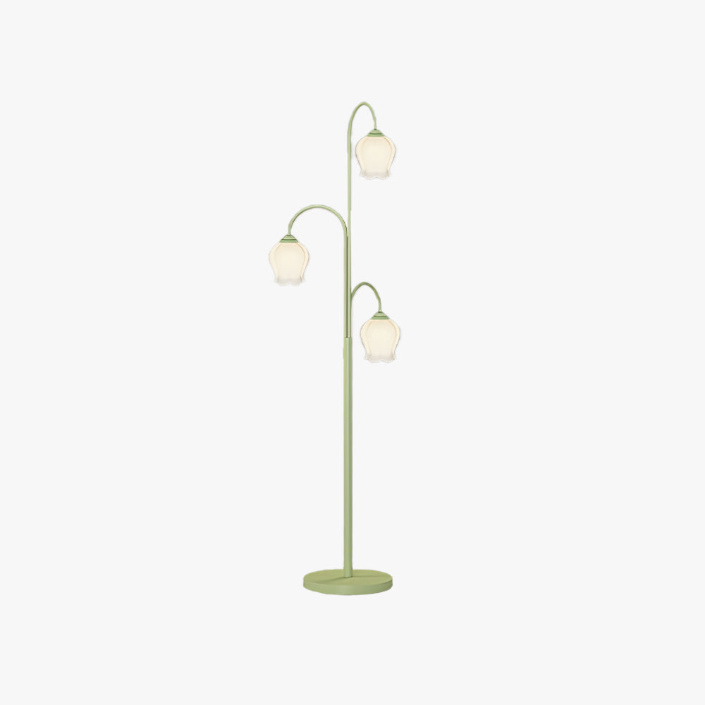 Lily zielona abażura kwiatowa lampa stojąca, metal/szkło, salon/sypialnia