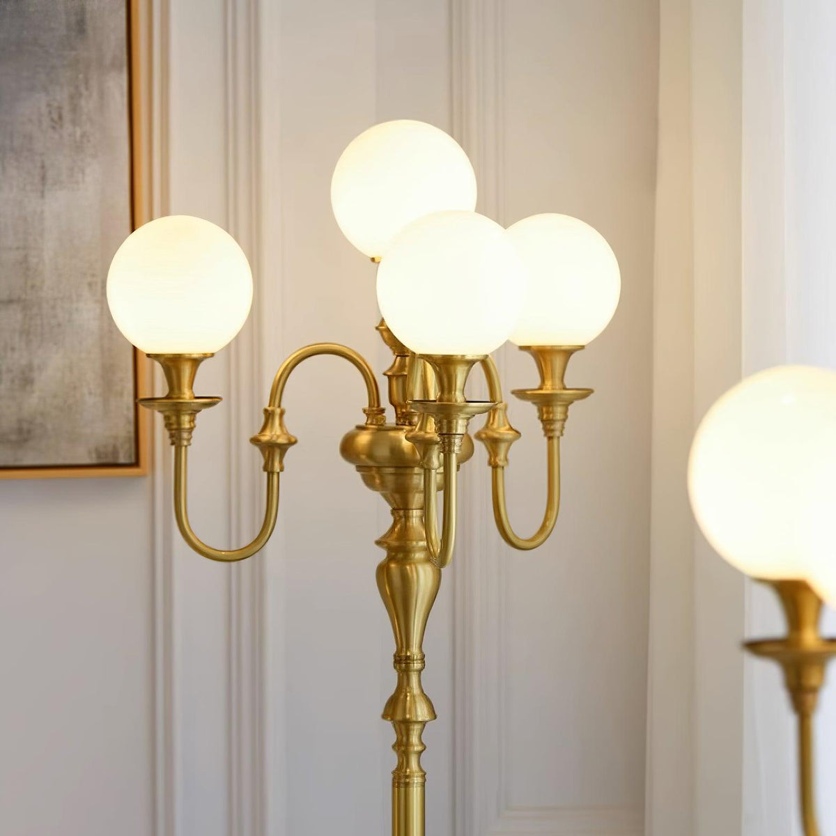 Lampa stojąca Selorielle z miedzi i szkła