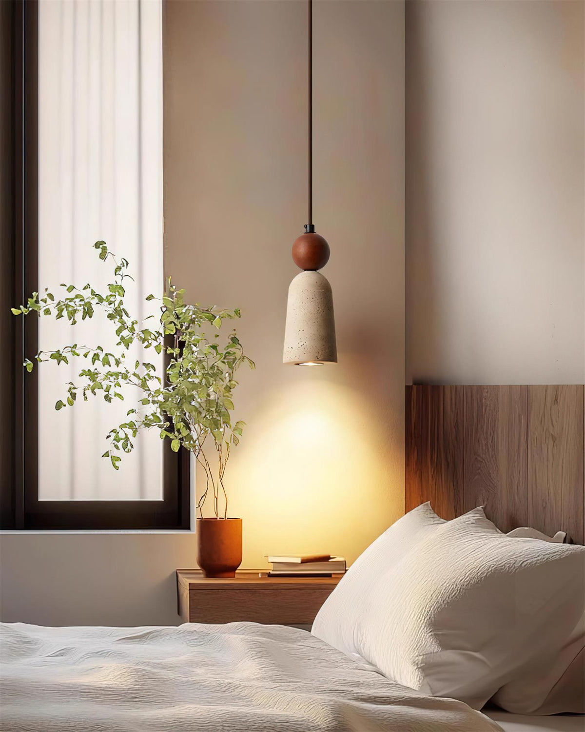 Nolira lampa wisząca drewno Travertine Natural