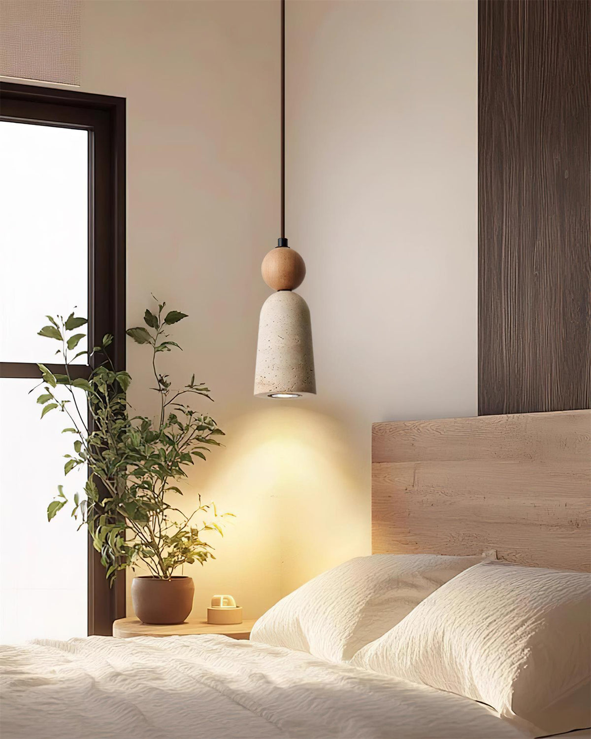 Nolira lampa wisząca drewno Travertine Natural