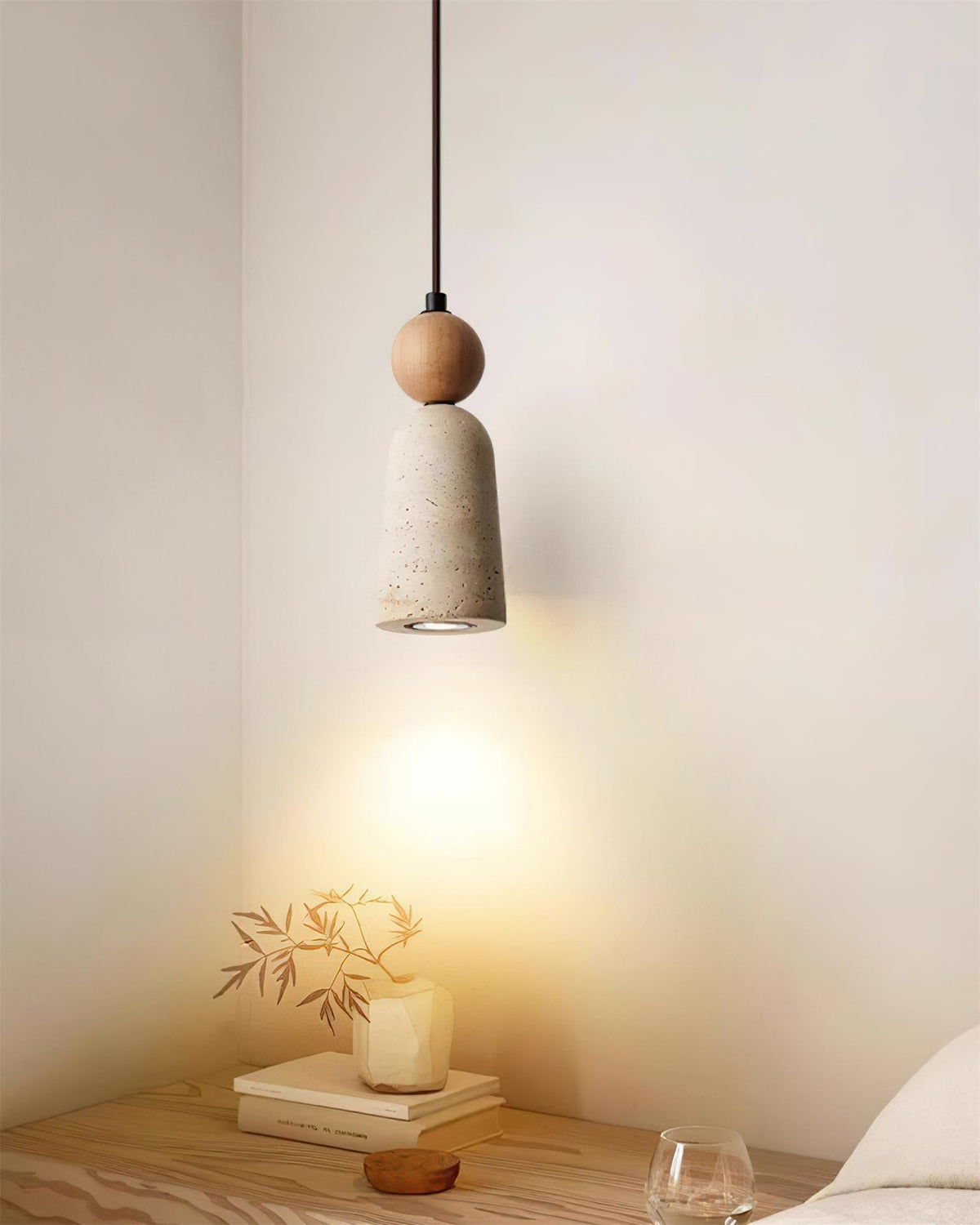 Nolira lampa wisząca drewno Travertine Natural