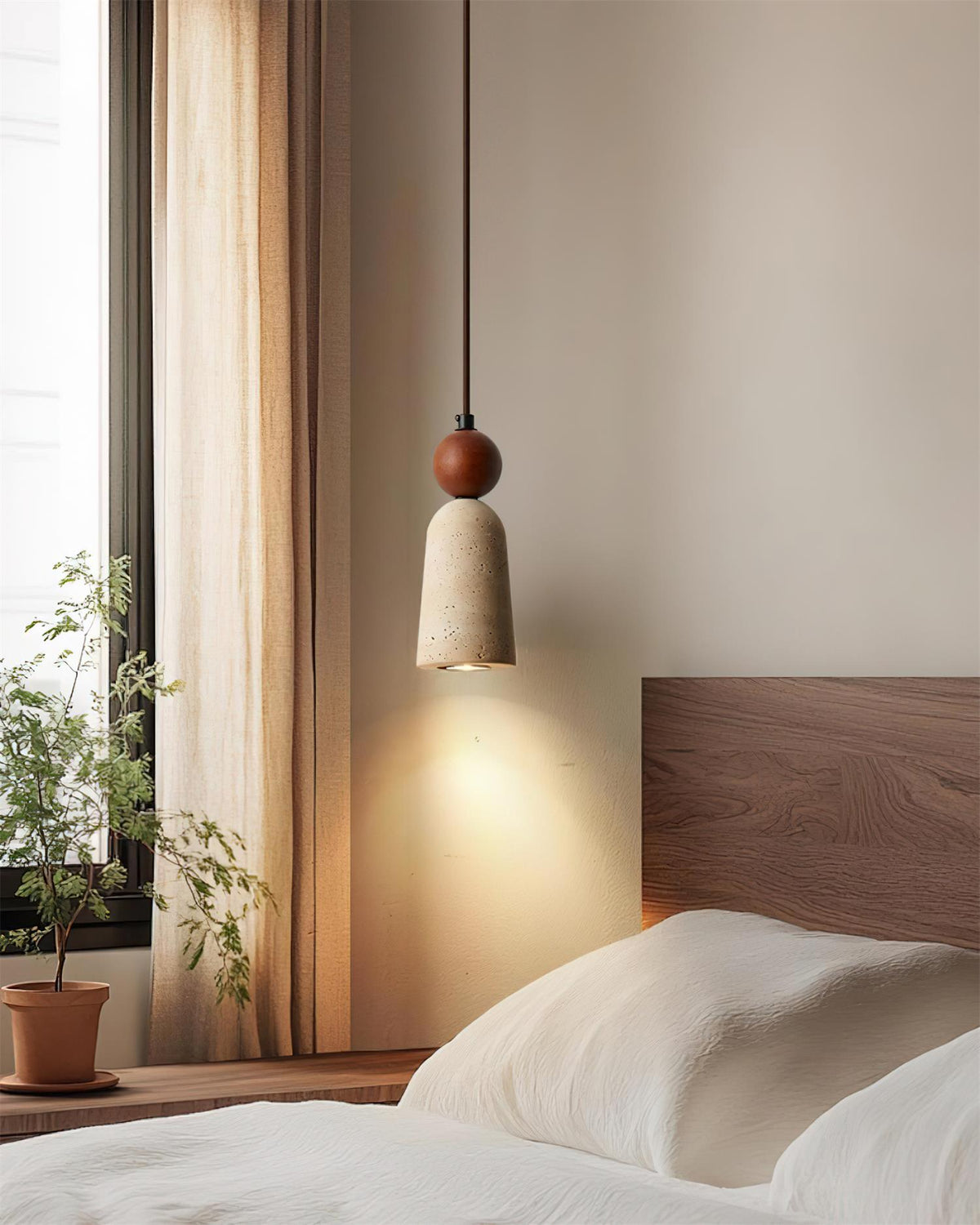 Nolira lampa wisząca drewno Travertine Natural