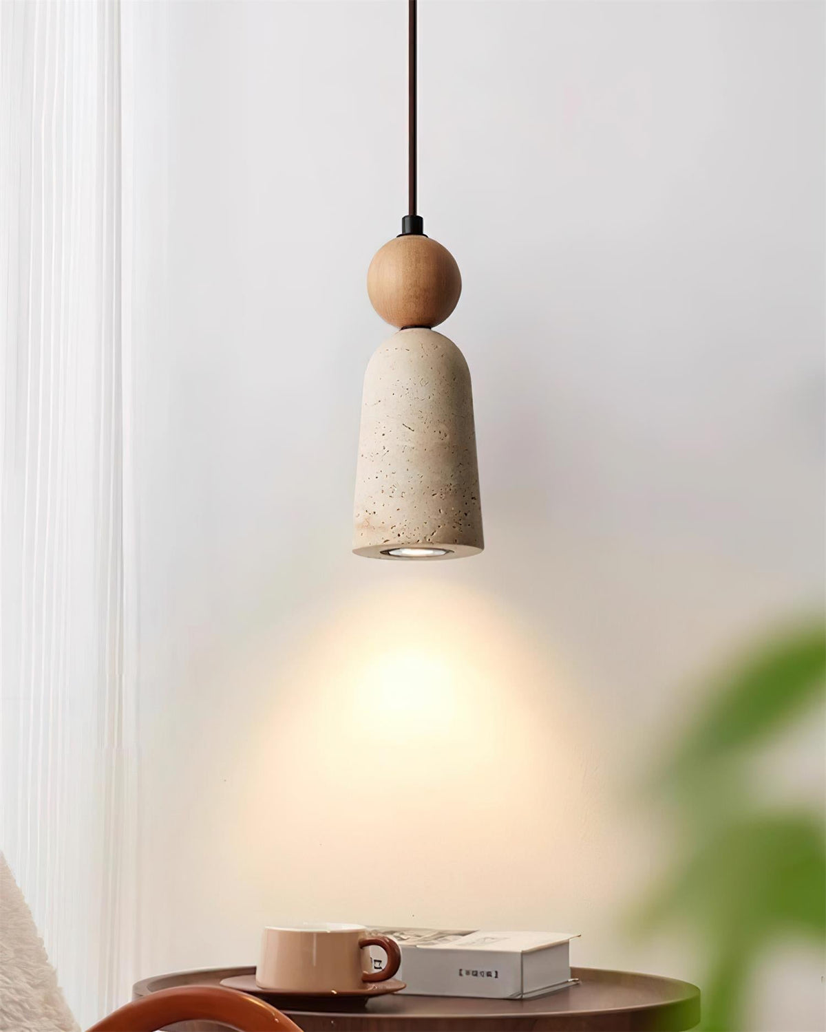 Nolira lampa wisząca drewno Travertine Natural