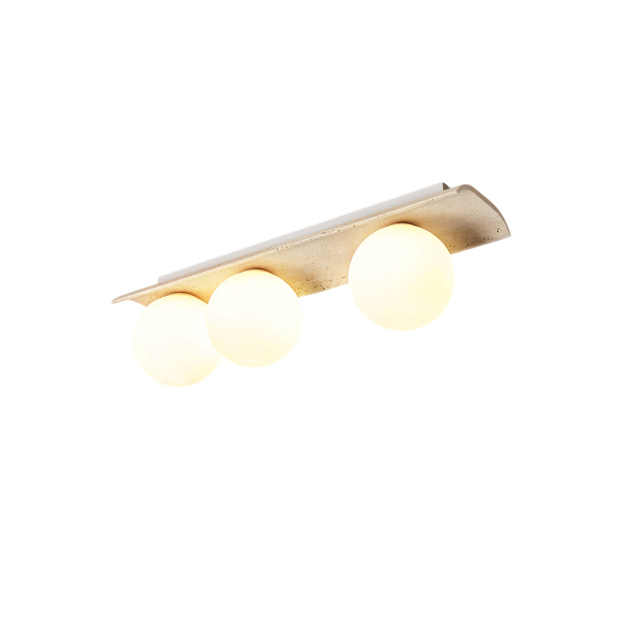 Serenaya kulista lampa sufitowa ze szkła i travertinu