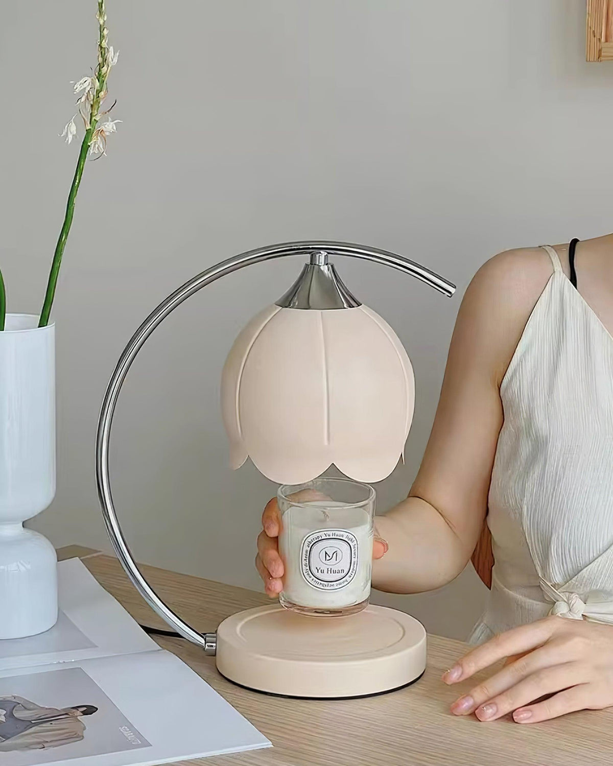 Binli lampa stołowa na świecę w stylu Wabi-Sabi