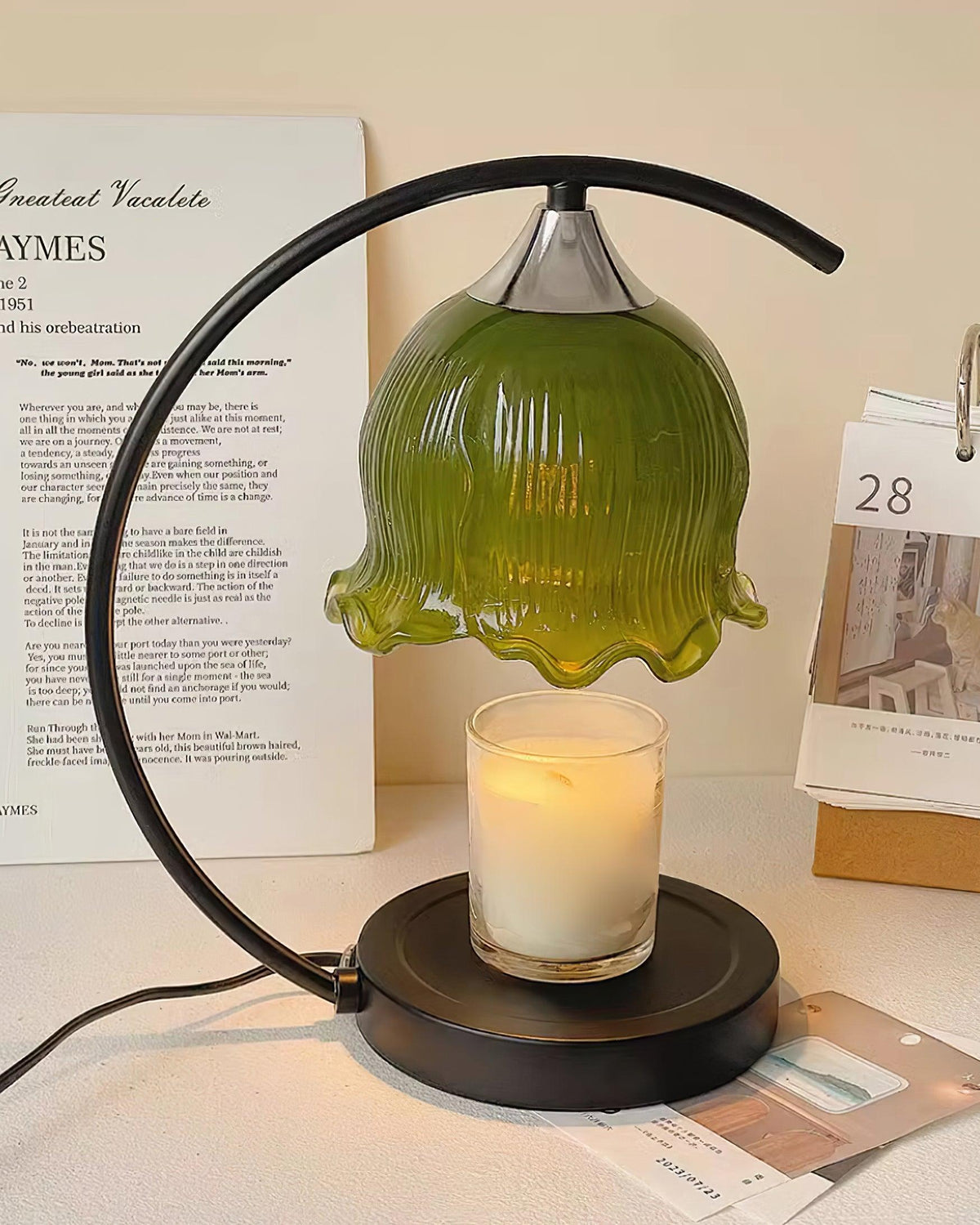 Binli lampa stołowa na świecę w stylu Wabi-Sabi