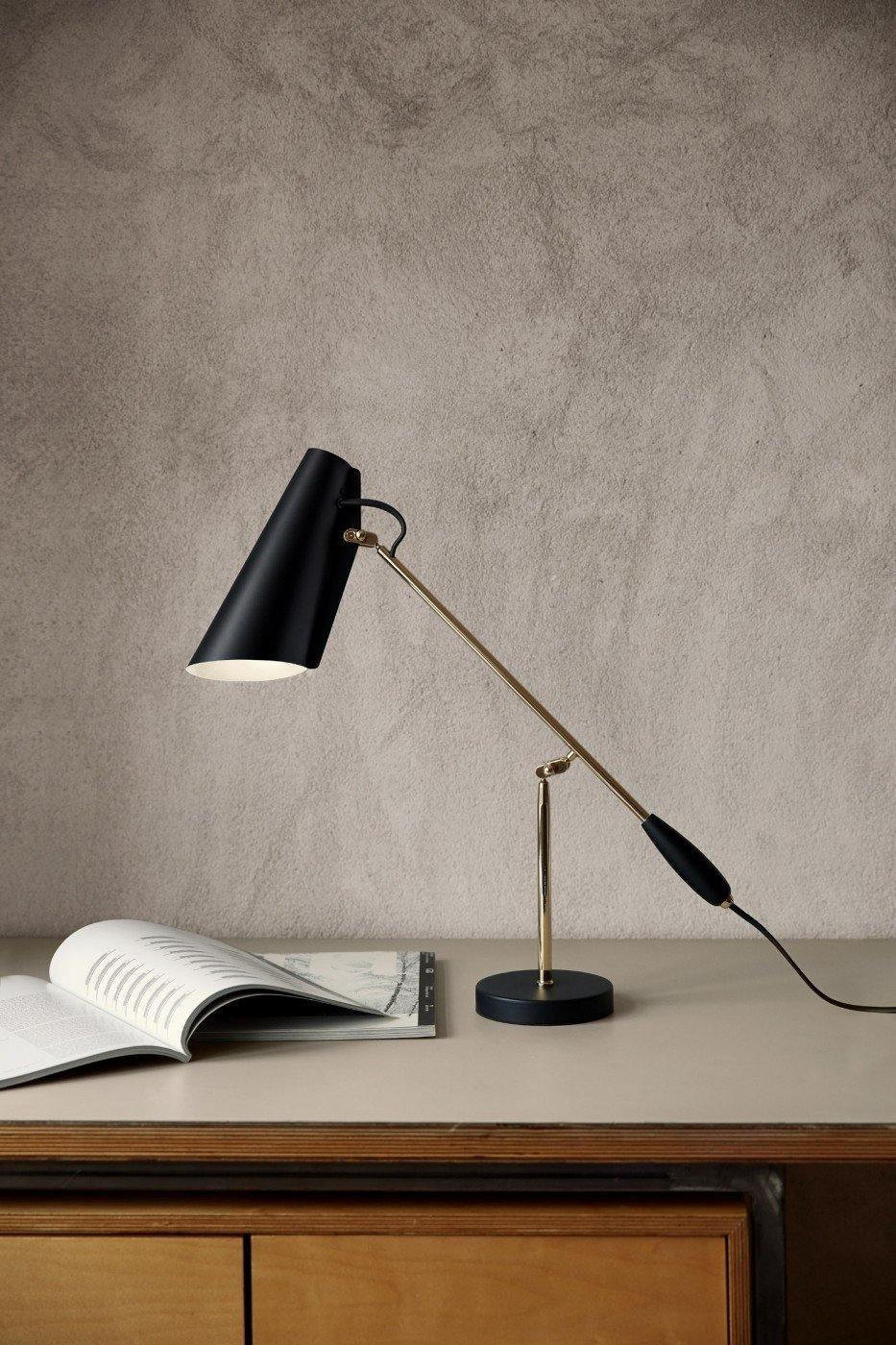 Orbix stalowa lampa stołowa w stylu z połowy wieku
