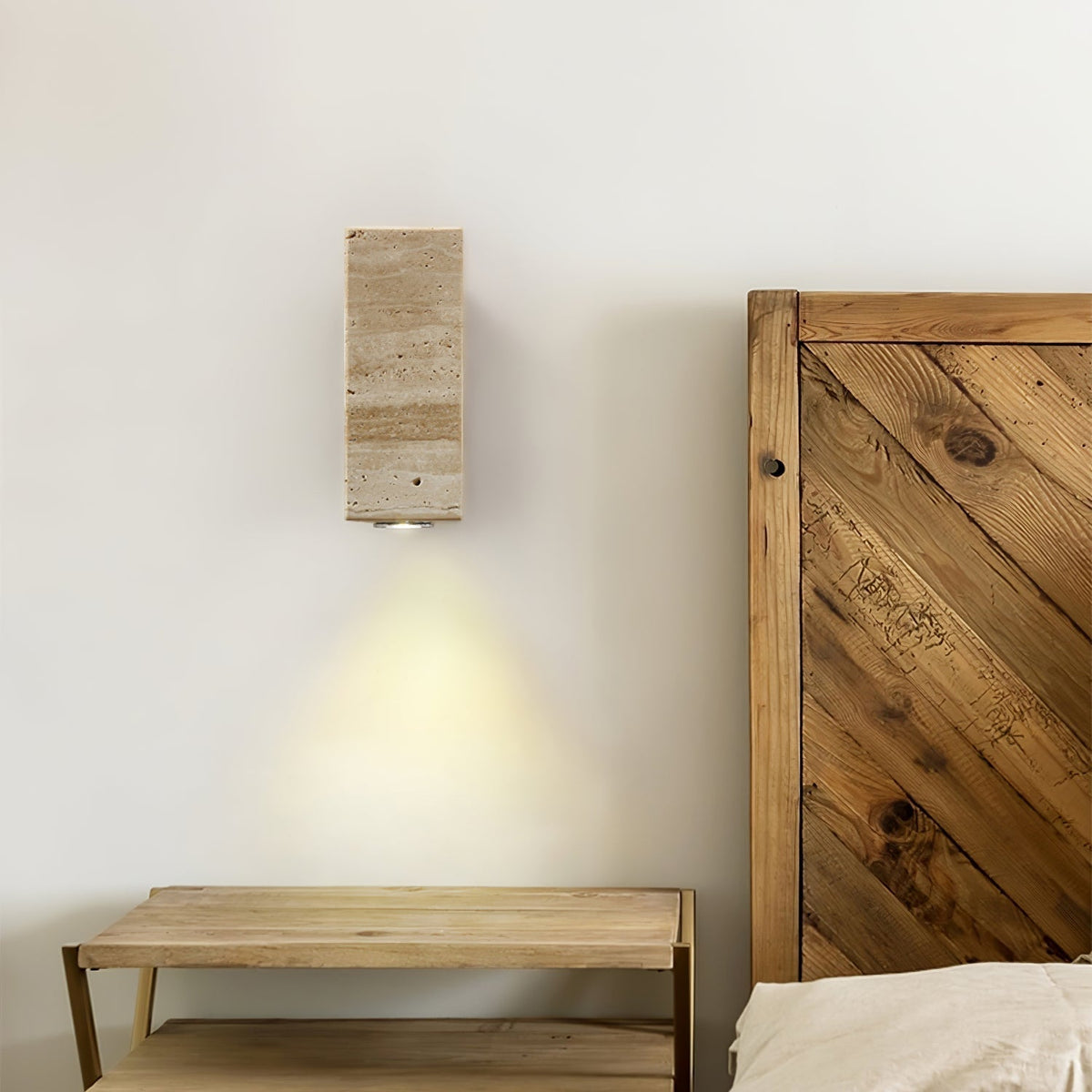 Nula Travertine kinkiet drewniany