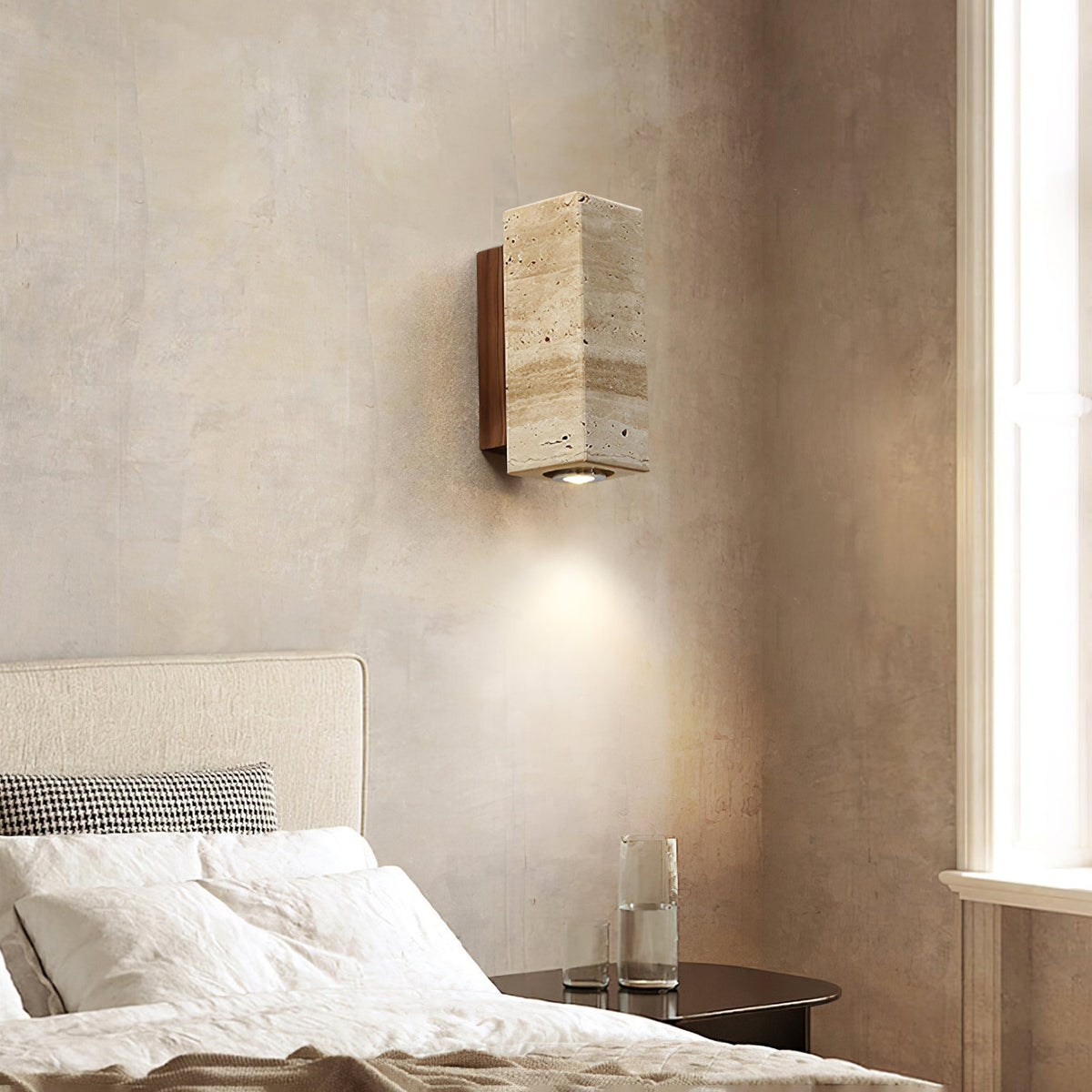 Nula Travertine kinkiet drewniany