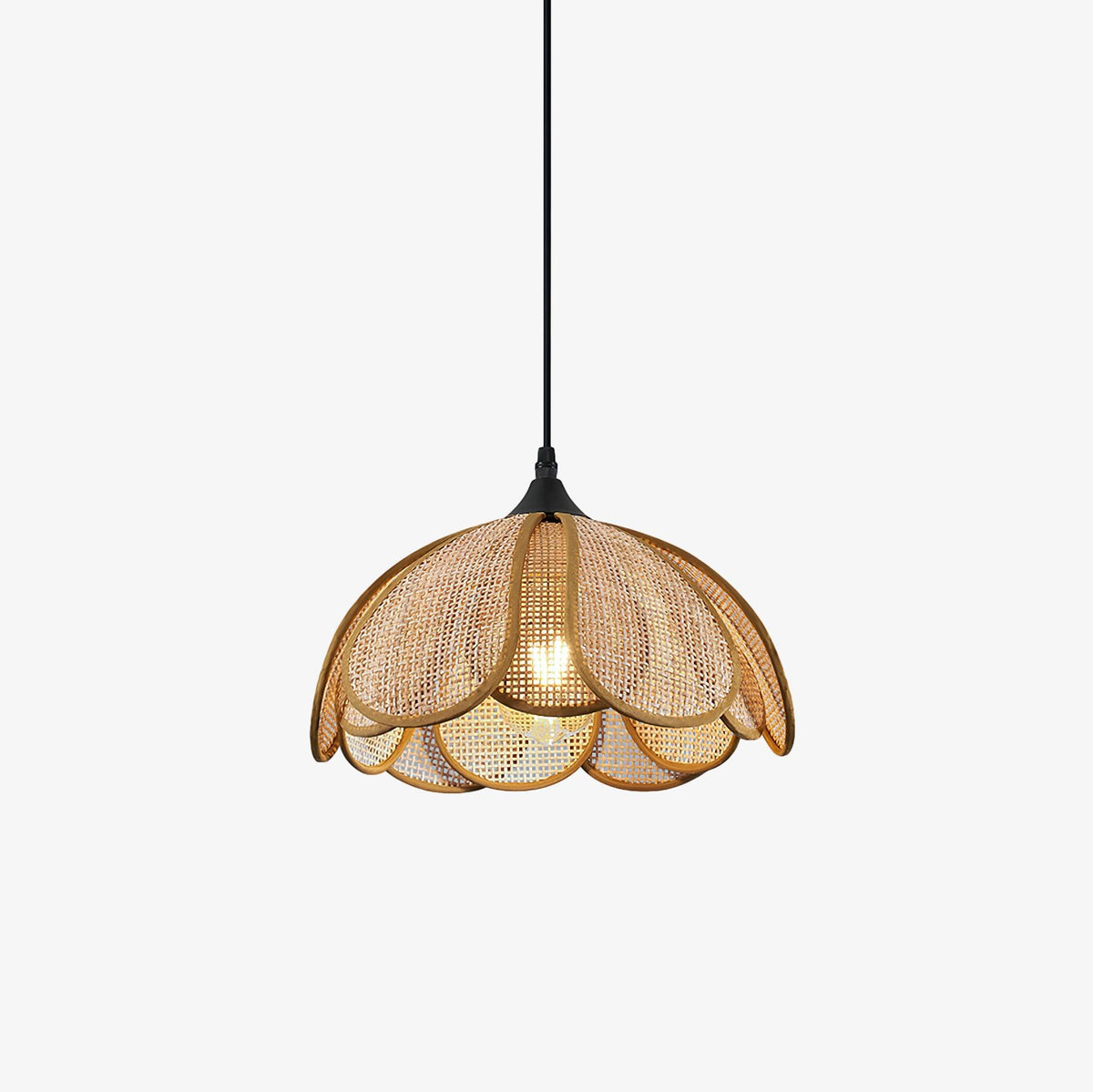 Dyor Elegance Bloom żyrandol wiszący z rattanu i tkaniny