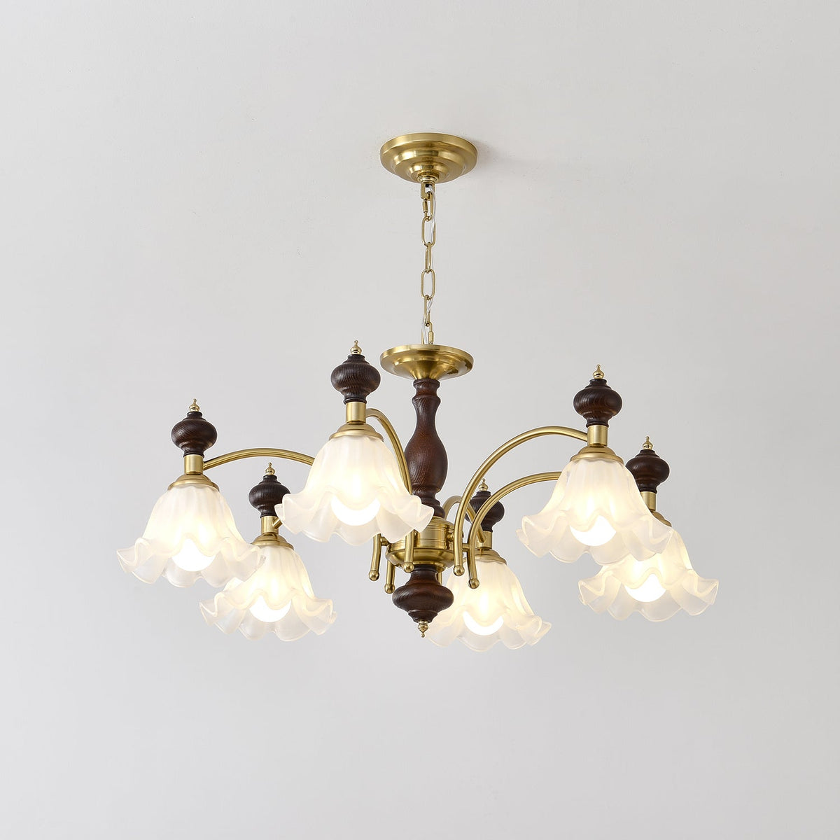 Jesolan Żyrandol z drewna i mosiądzu Blossom Flowers