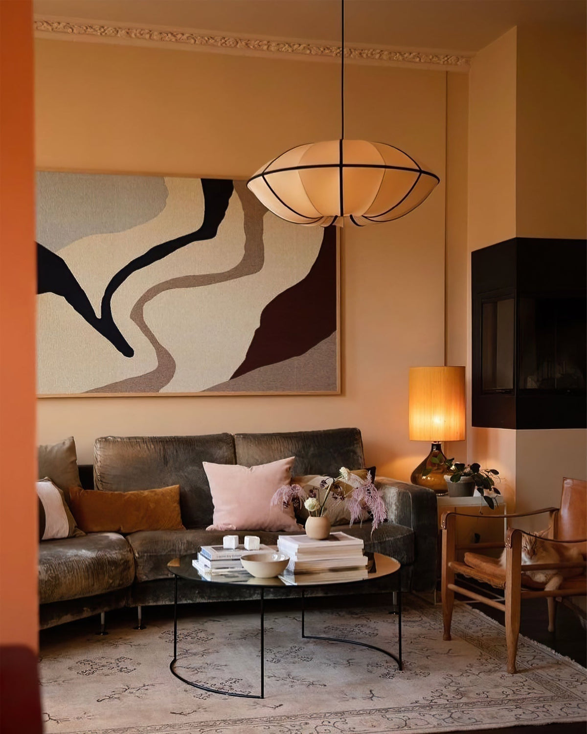 Inez wisząca lampa stołowa z płótna o nowoczesnym designie
