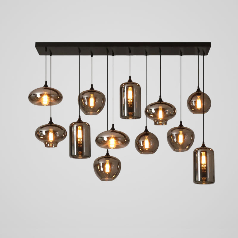 Tevely żyrandol ze szkła w stylu industrial chic